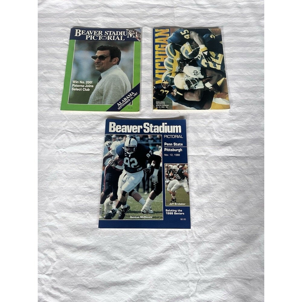 Penn State Football Program Lot 1987 Paterno 200th Win Alabama Michigan Stub